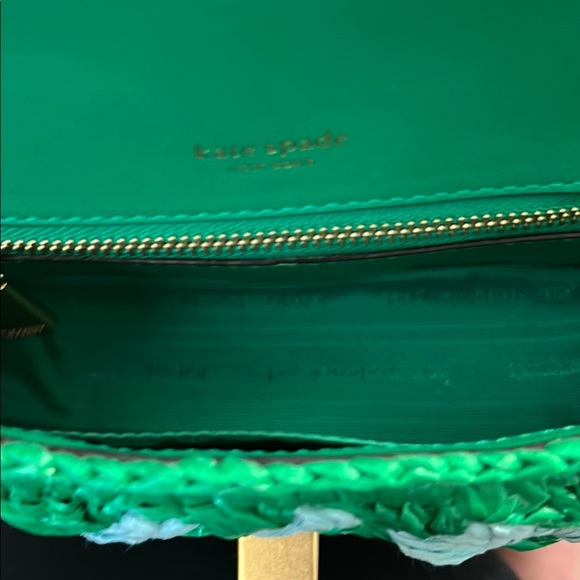 Kate Spade Green and Blue Mini straw Bag with Chevron Pattern - Picture 9 of 13